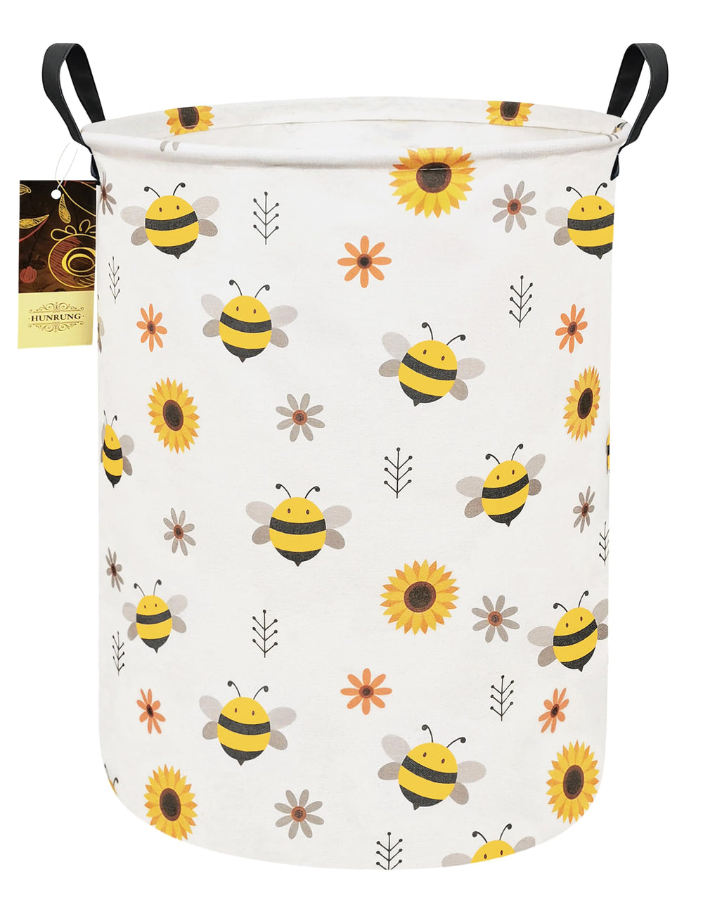 HUNRUNG Round-Bee laundry hamper front view for easy laundry sorting