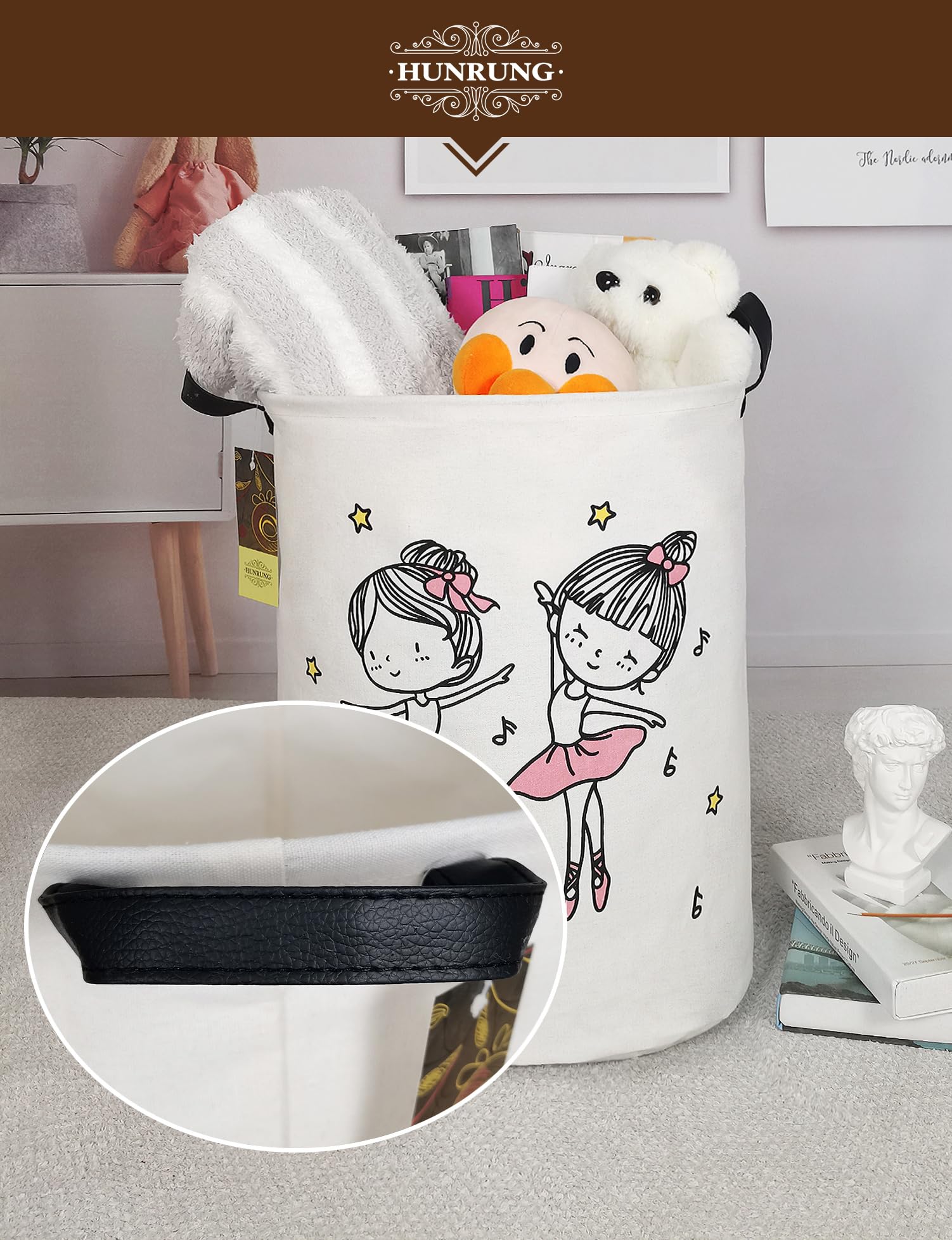HUNRUNG toy-organizer-playroom, sturdy canvas bin keeps blocks and stuffed animals tidy.