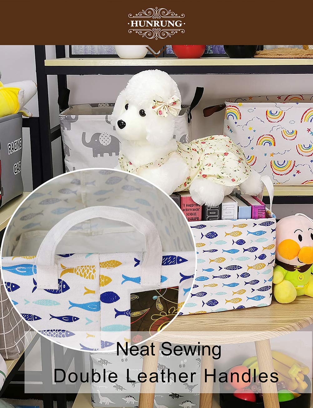 HUNRUNG toy-storage bin in playroom helps kids’ items stay organized.