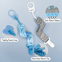 Hunxuo silicone adapters with clips for secure teether attachment.