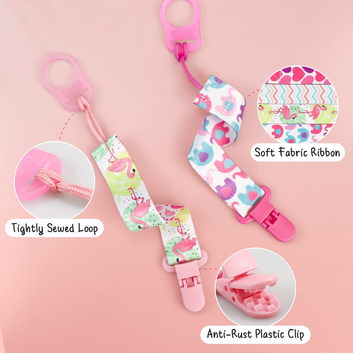 Hunxuo pacifier clip adapters silicone demonstrates durable connectors for reliable pacifier fastening