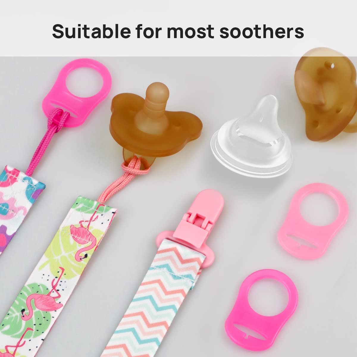 Hunxuo pacifier clips easy-clean closeup underscores washable design for quick cleanup
