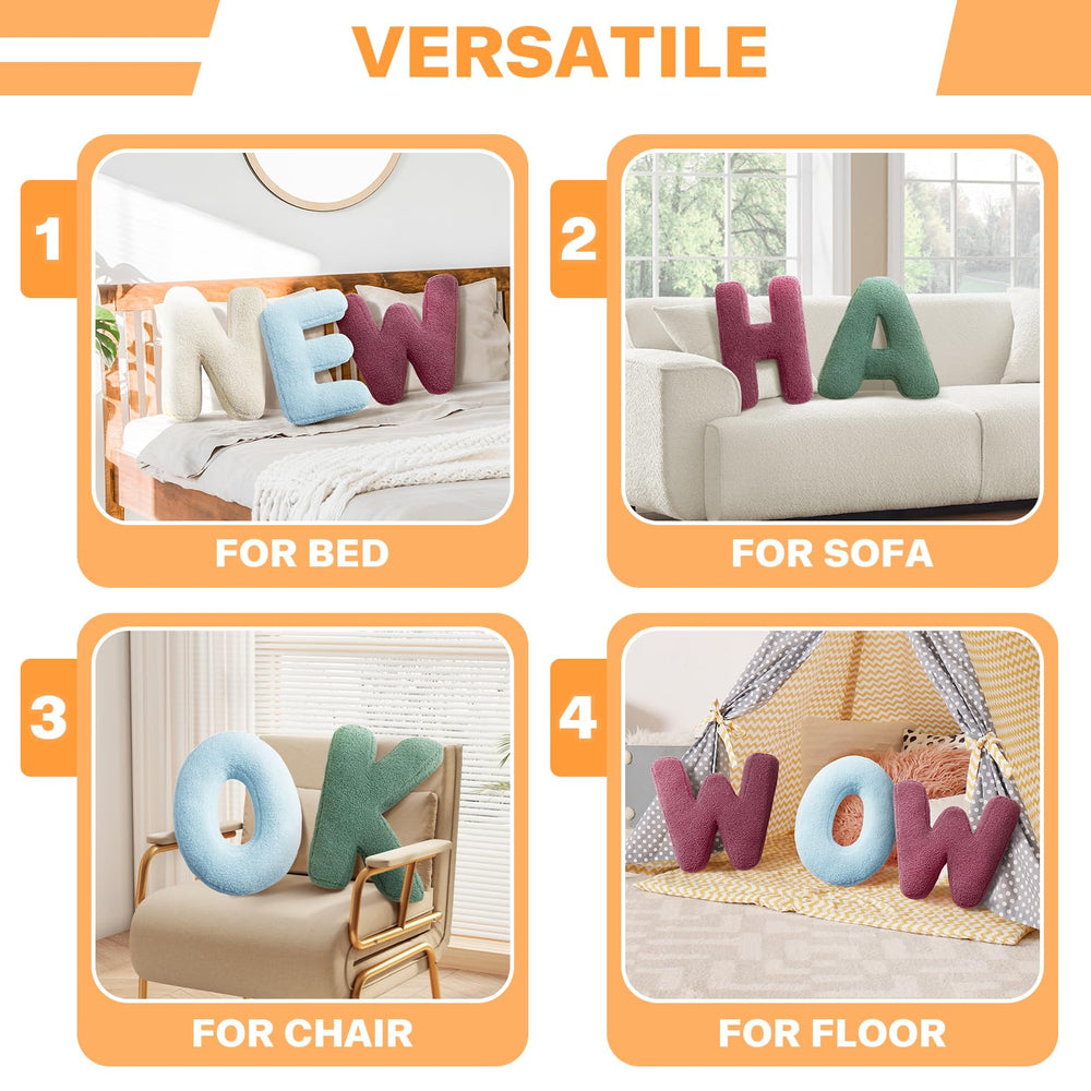 Huraty plush alphabet J-pillow in nursery decor brightens learning spaces.