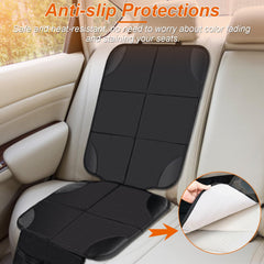 Husfunov car seat protector back view demonstrates non slip backing for a secure fit