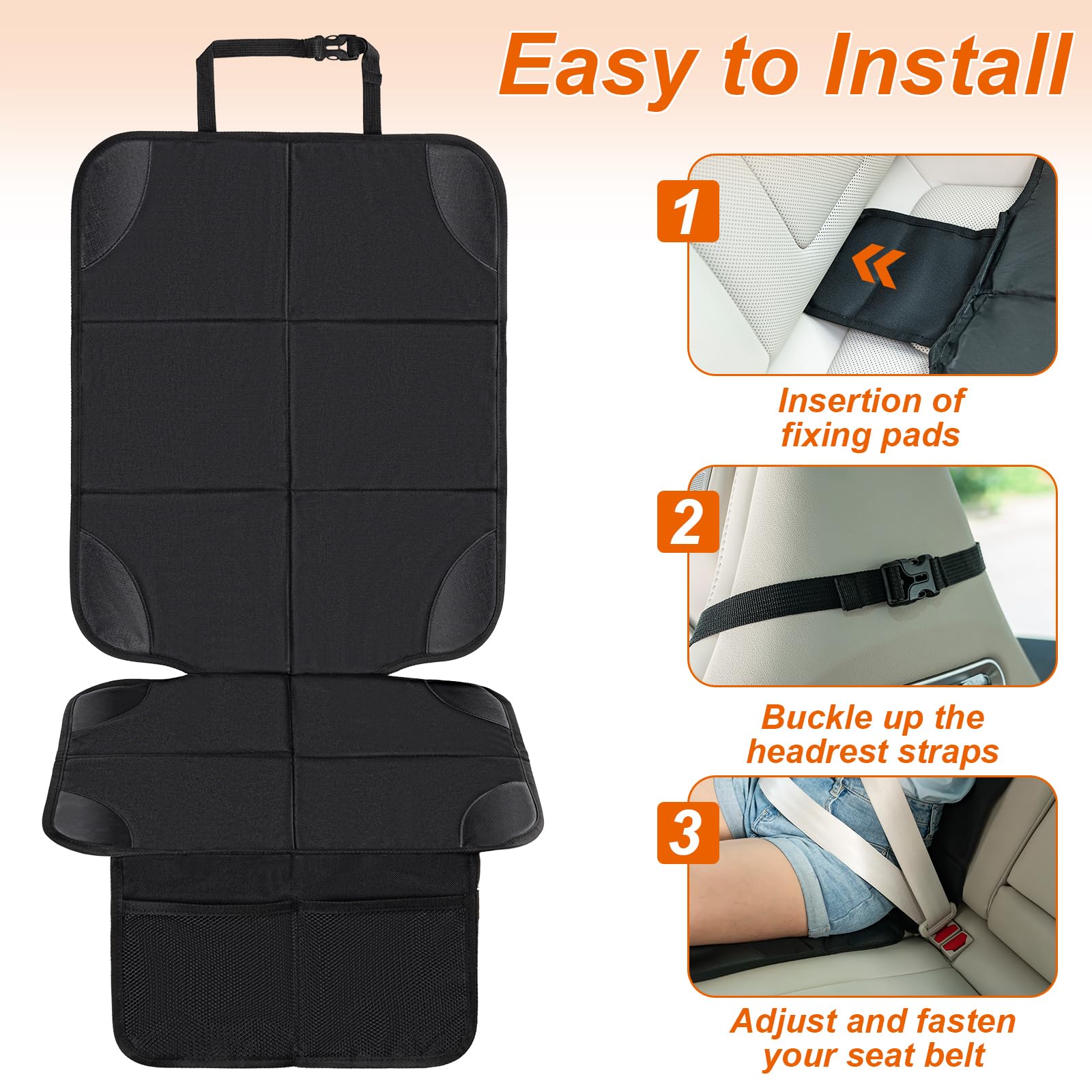 Husfunov car seat protector highlights waterproof 600D fabric resisting spills