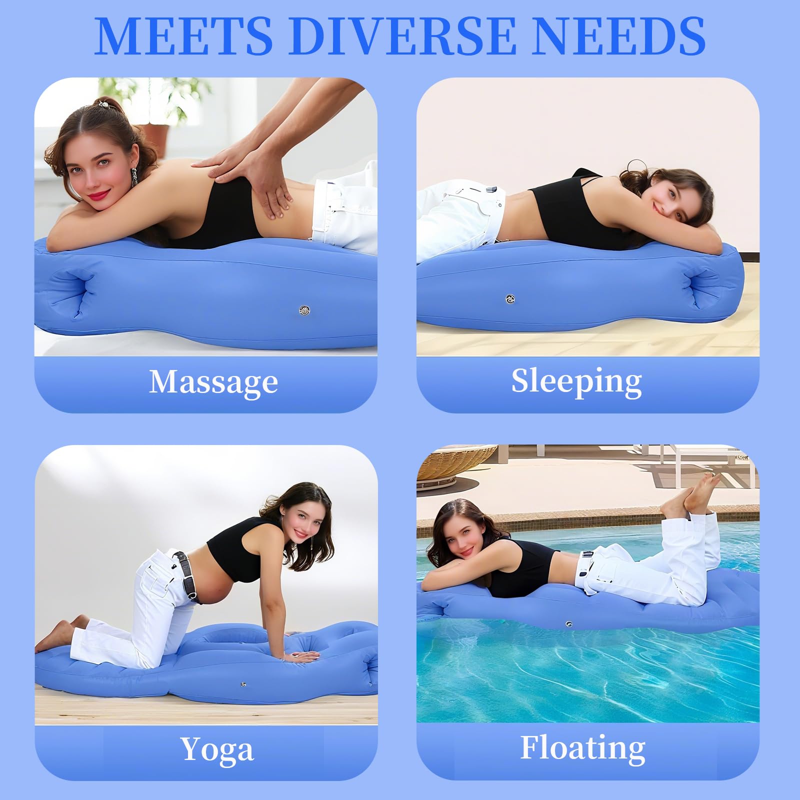 Hushblade pregnancy pillow belly-hole blue showcases belly-hole for comfortable sleeping positions.