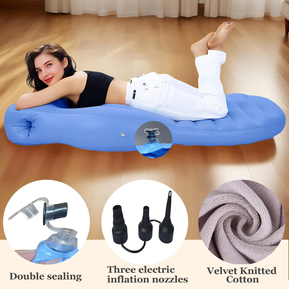Hushblade pregnancy pillow double-layer-fabric blue emphasizes smooth and velvet sides.