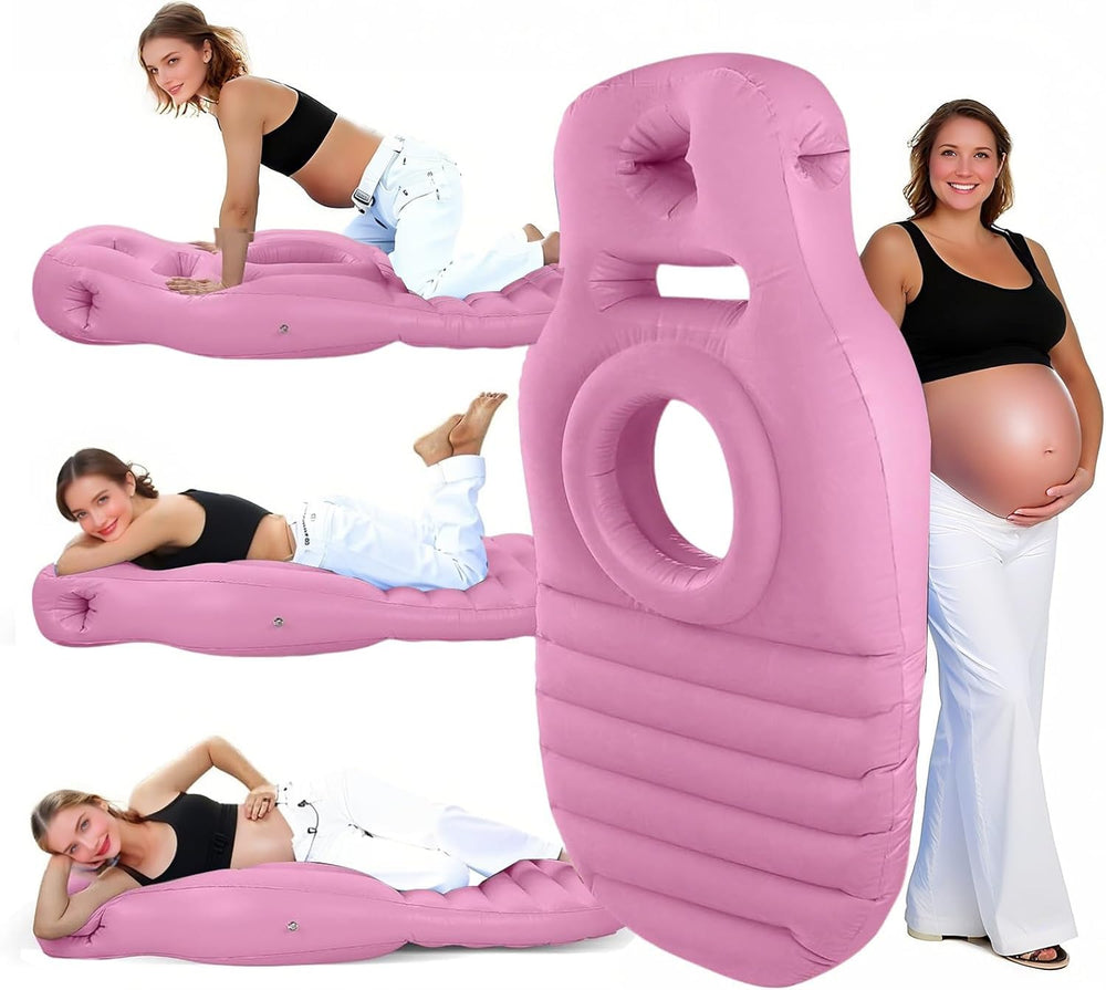 Hushblade pregnancy pillow full view demonstrates ergonomic belly, back, and hip support.