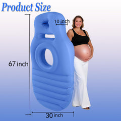 Hushblade pregnancy pillow three-hole blue demonstrates targeted belly, head, and arm support.