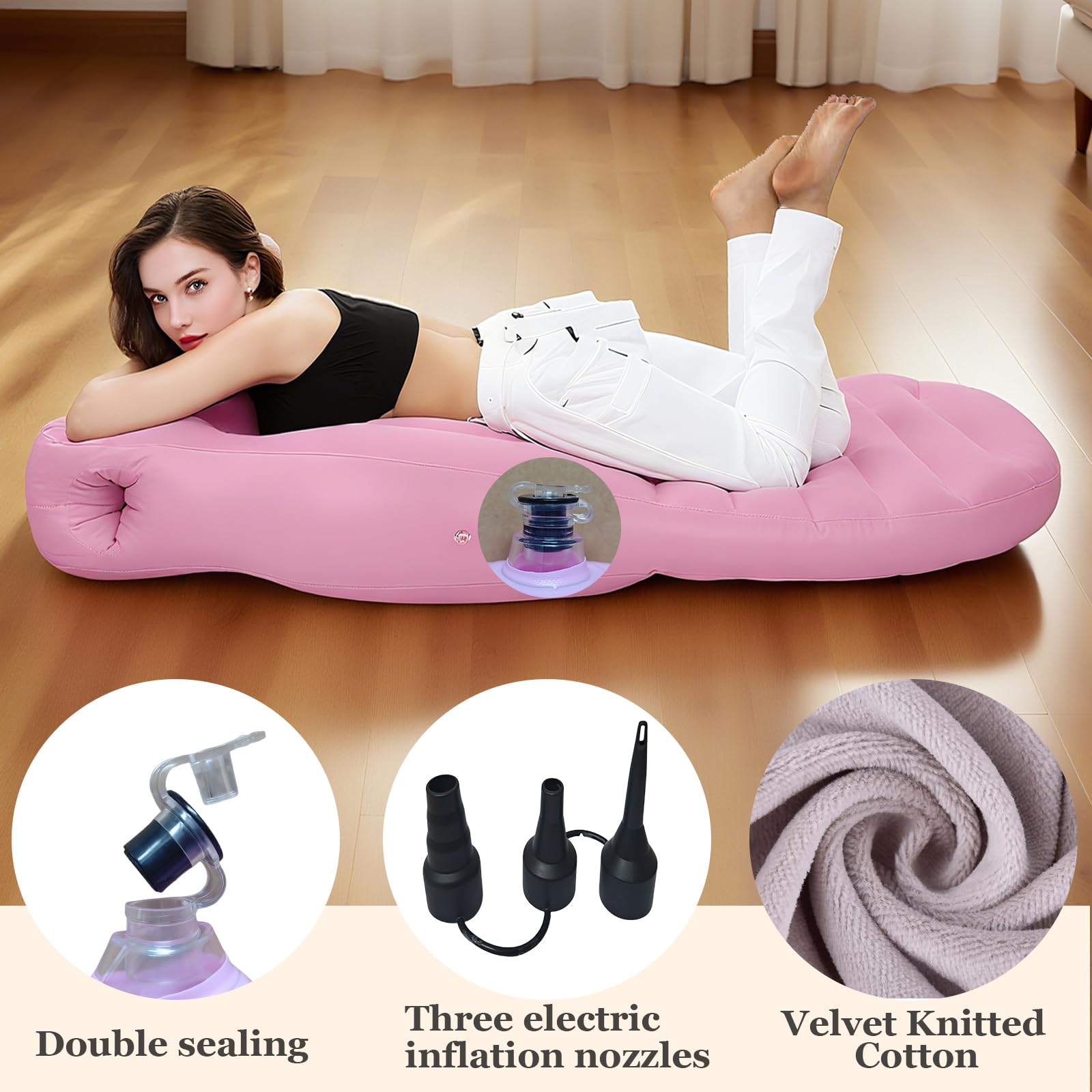 Hushblade pregnancy pillow two-sided fabric provides versatile textures.