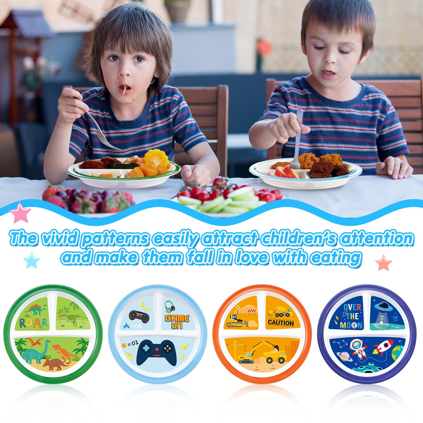 Hushee 8.5-inch divided plate offers the ideal size for kids meals.