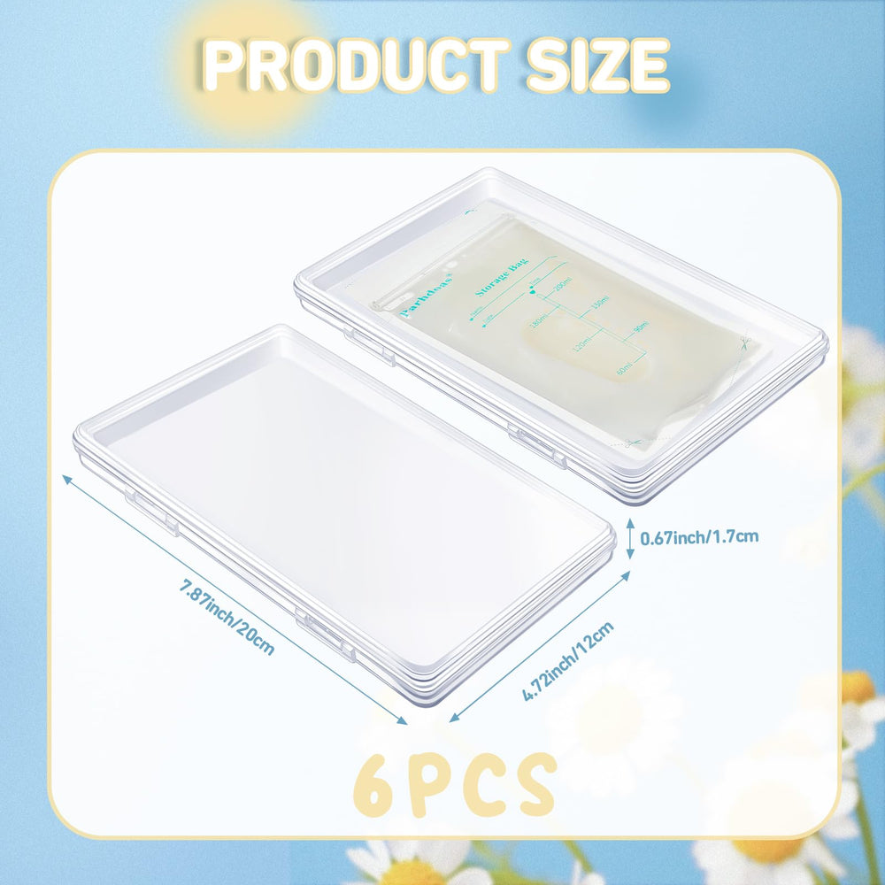 Hushee breastmilk flat tray in clear plastic enabling visible milk status at a glance