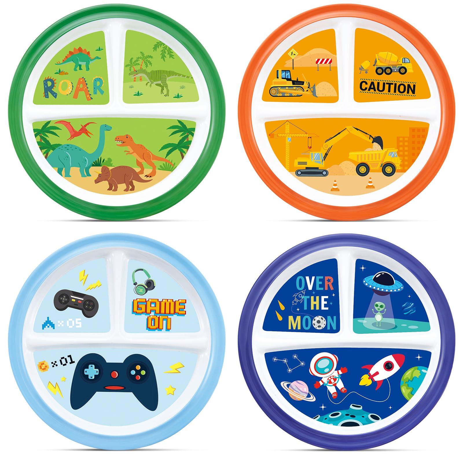 Hushee dinosaurs divided plate ideal for balanced meals and playful dining.