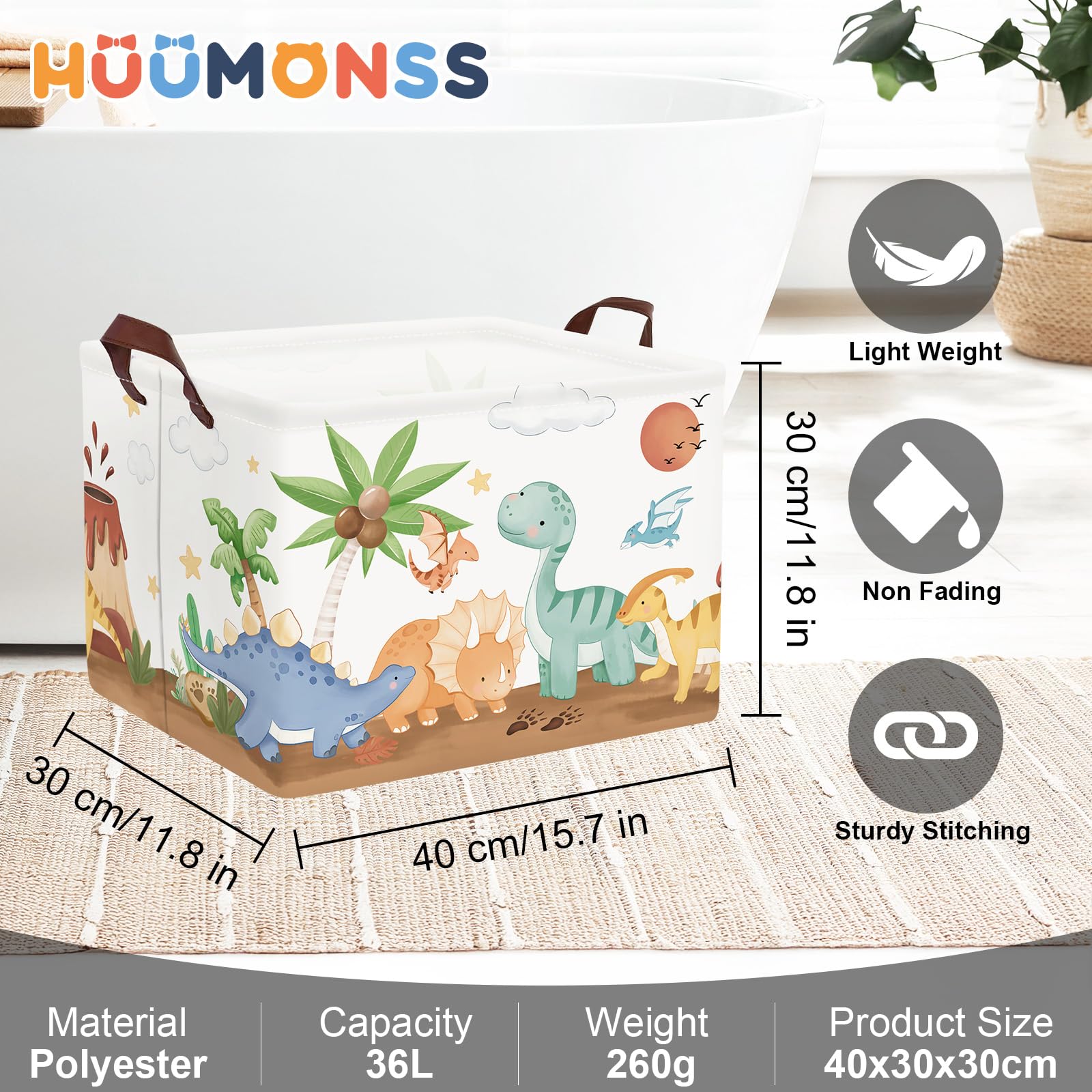 HUUMONSS 36L toy box holds toys and books, reducing clutter