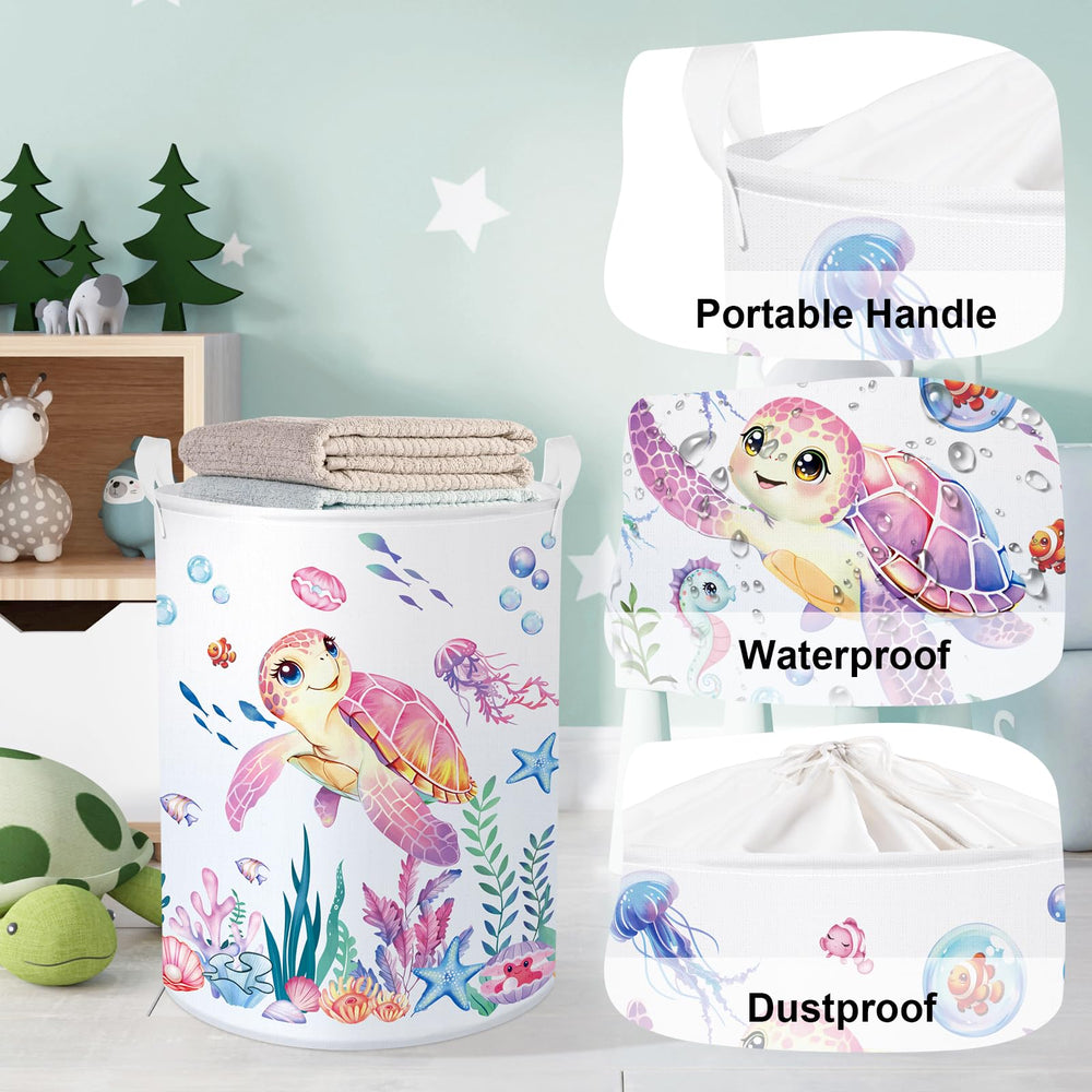 HUUMONSS 63L capacity hamper keeps sizable laundry and plush toys in one tidy place.