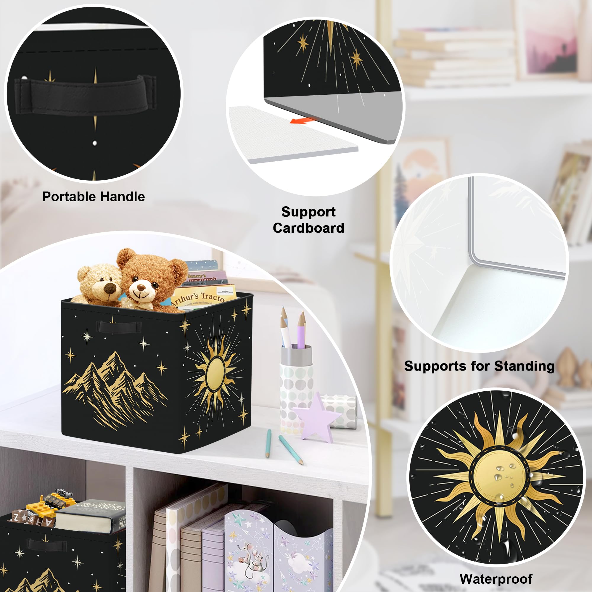 HUUMONSS Bedroom Nursery Organization with celestial cubes for tidy play area.