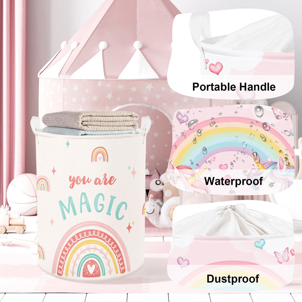 HUUMONSS Boho Rainbow Baby Laundry Hamper 63L capacity for bulky items like clothes