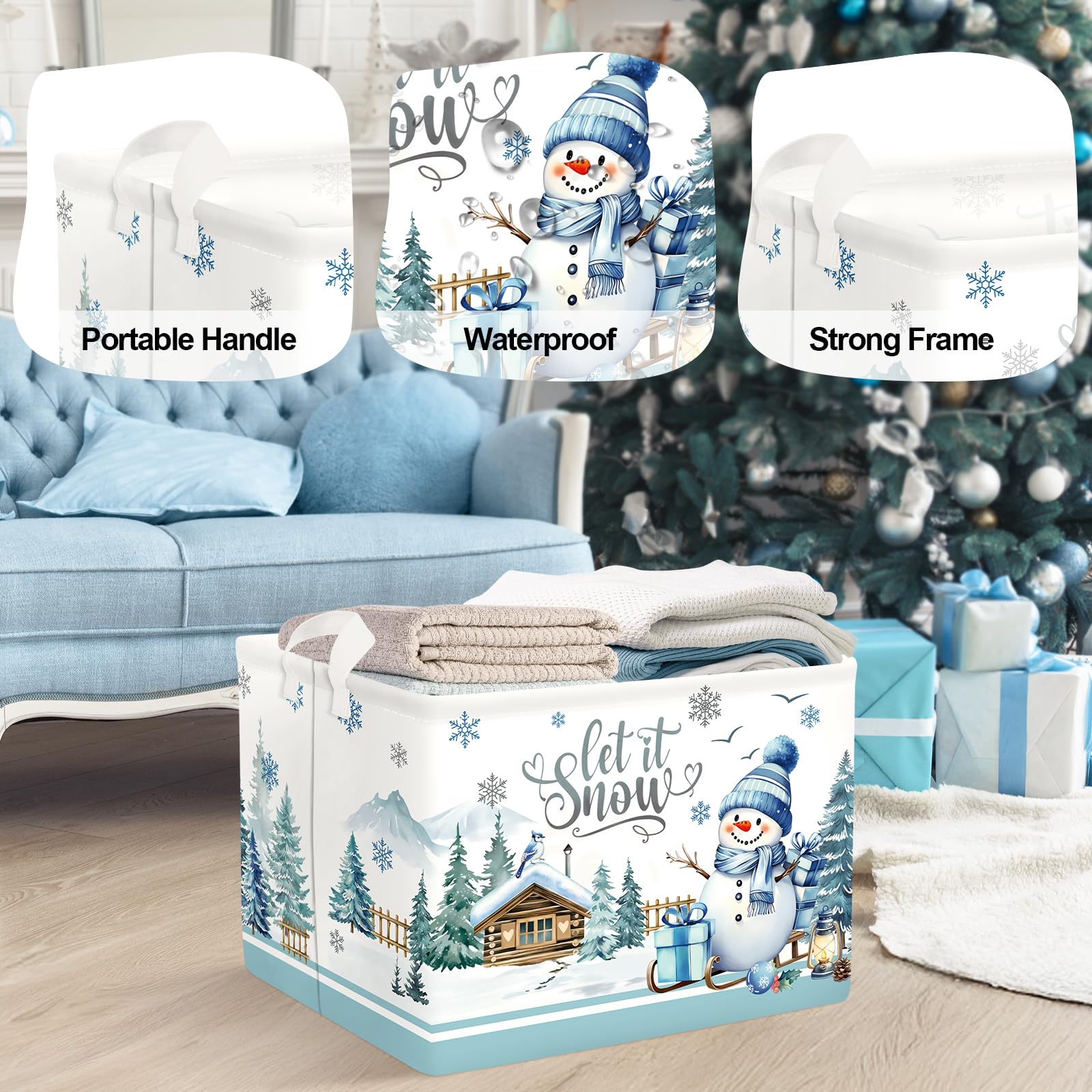HUUMONSS Christmas decor storage organizer doubles as festive shelf accent.