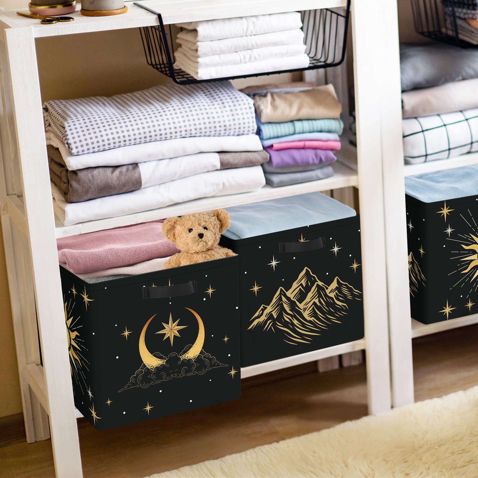HUUMONSS Collapsible Celestial Cubes folded flat for seasonal storage.