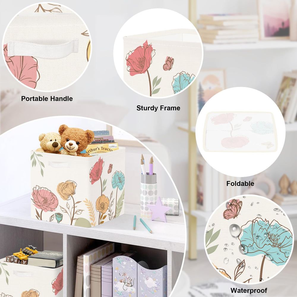 HUUMONSS collapsible floral bin folds flat for compact seasonal storage