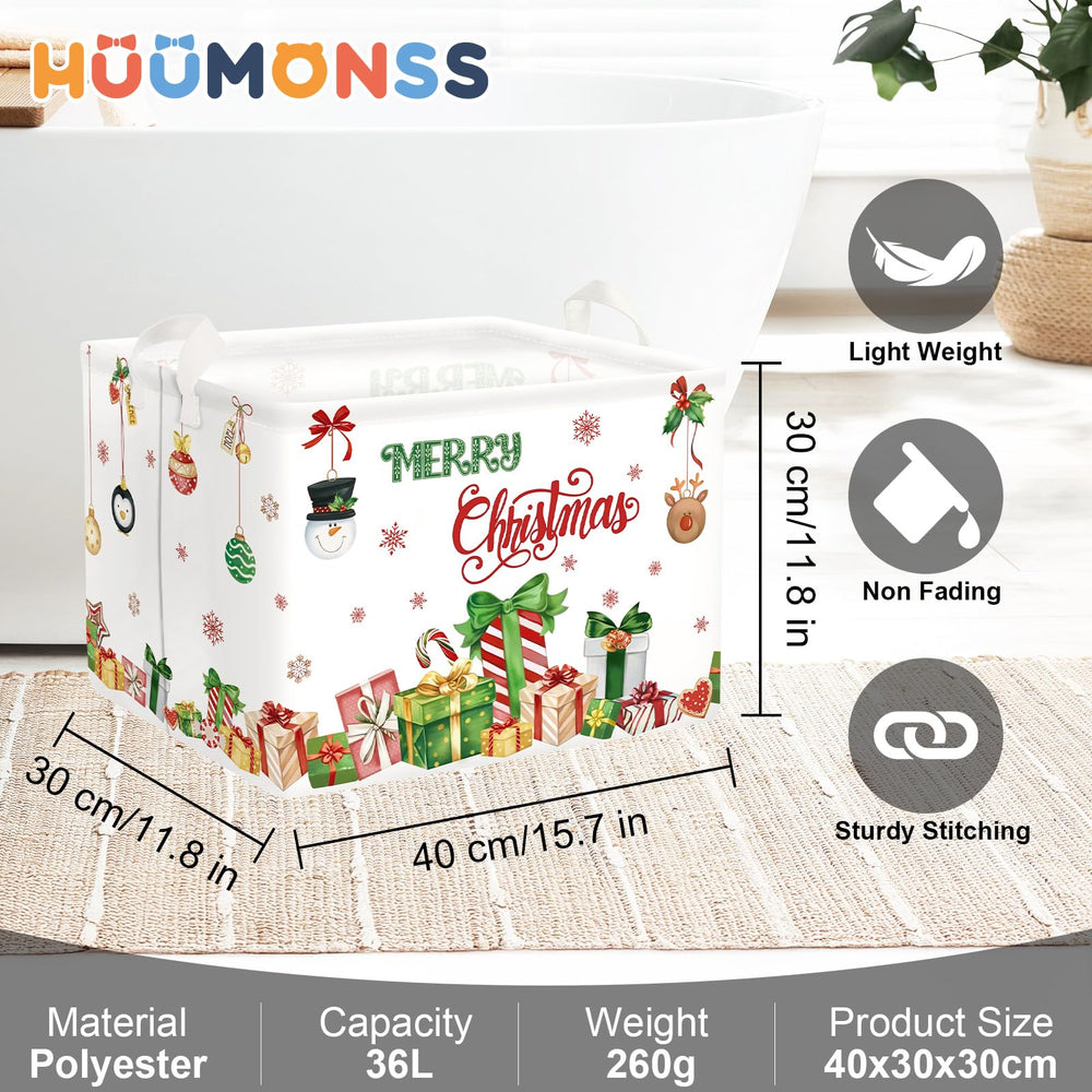 HUUMONSS Collapsible Ornament Storage Hamper folds flat for compact storage