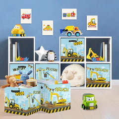 HUUMONSS wash brush flush labels cubes emphasize cleaning-themed design for organization.