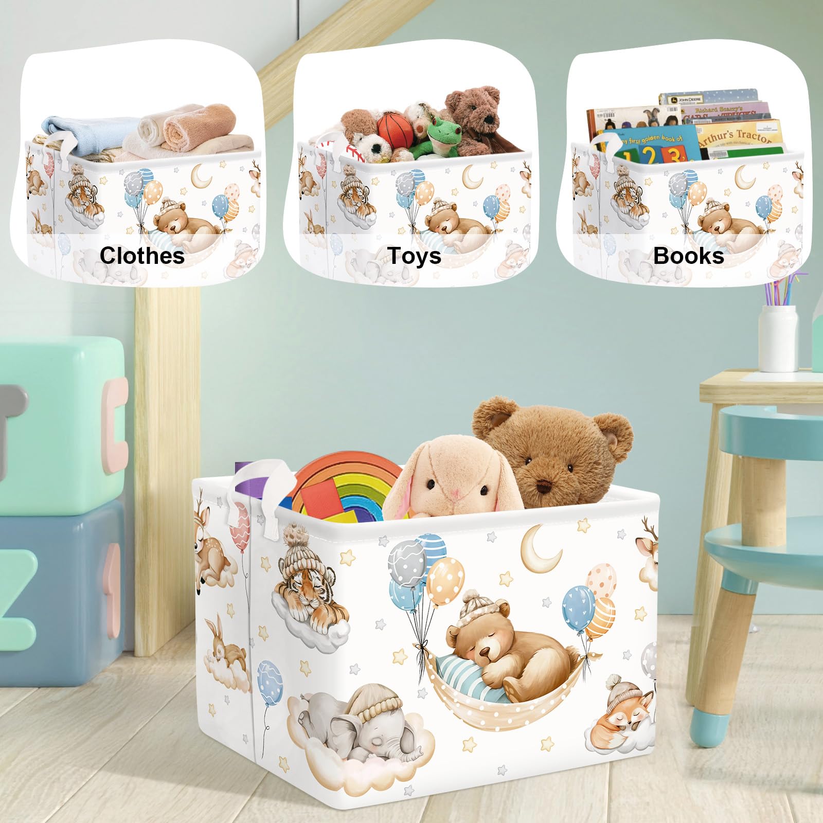 HUUMONSS Cute teddy bear decor enhances a playful nursery ambiance.