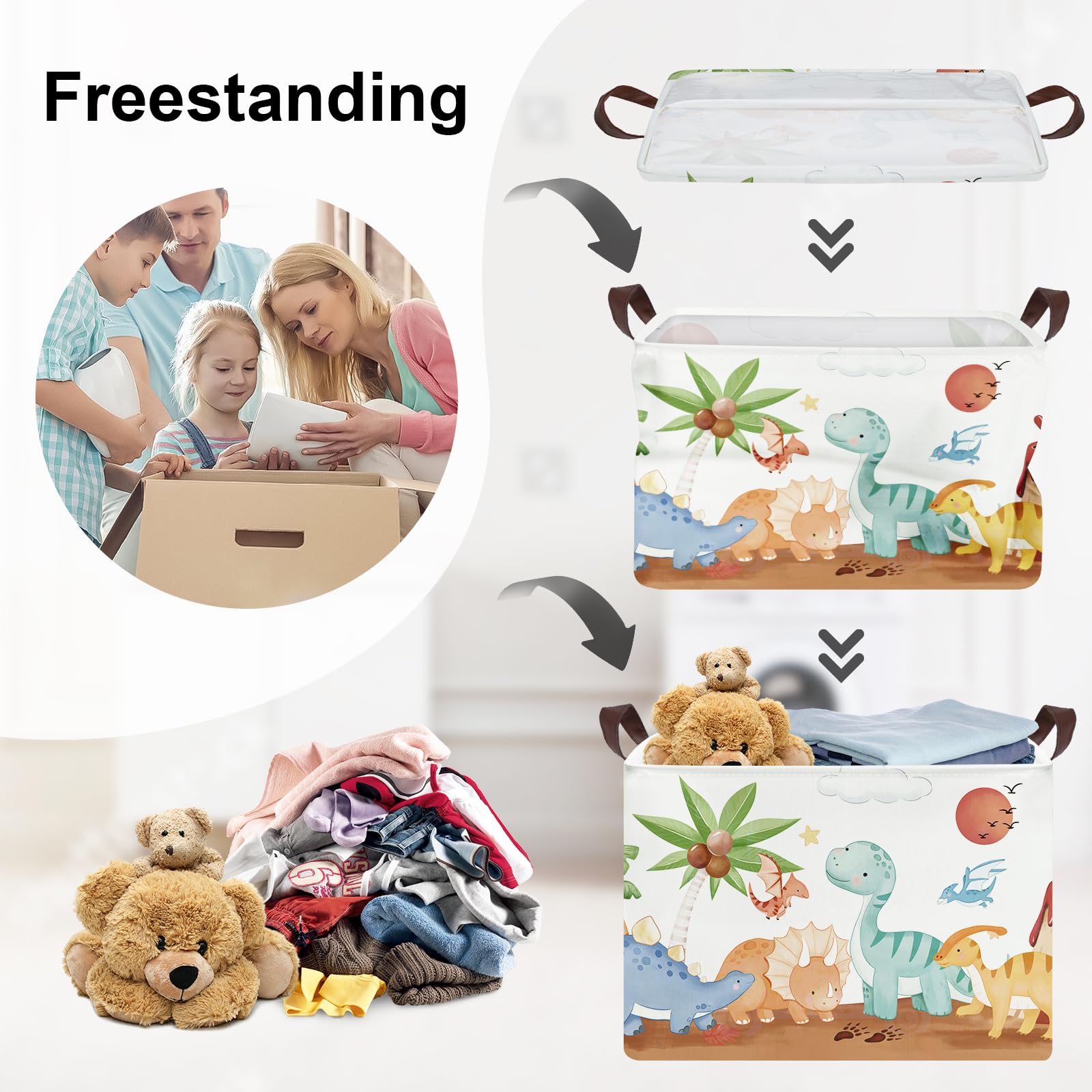 HUUMONSS dinosaurs baby laundry hamper open top for quick laundry toss and organization