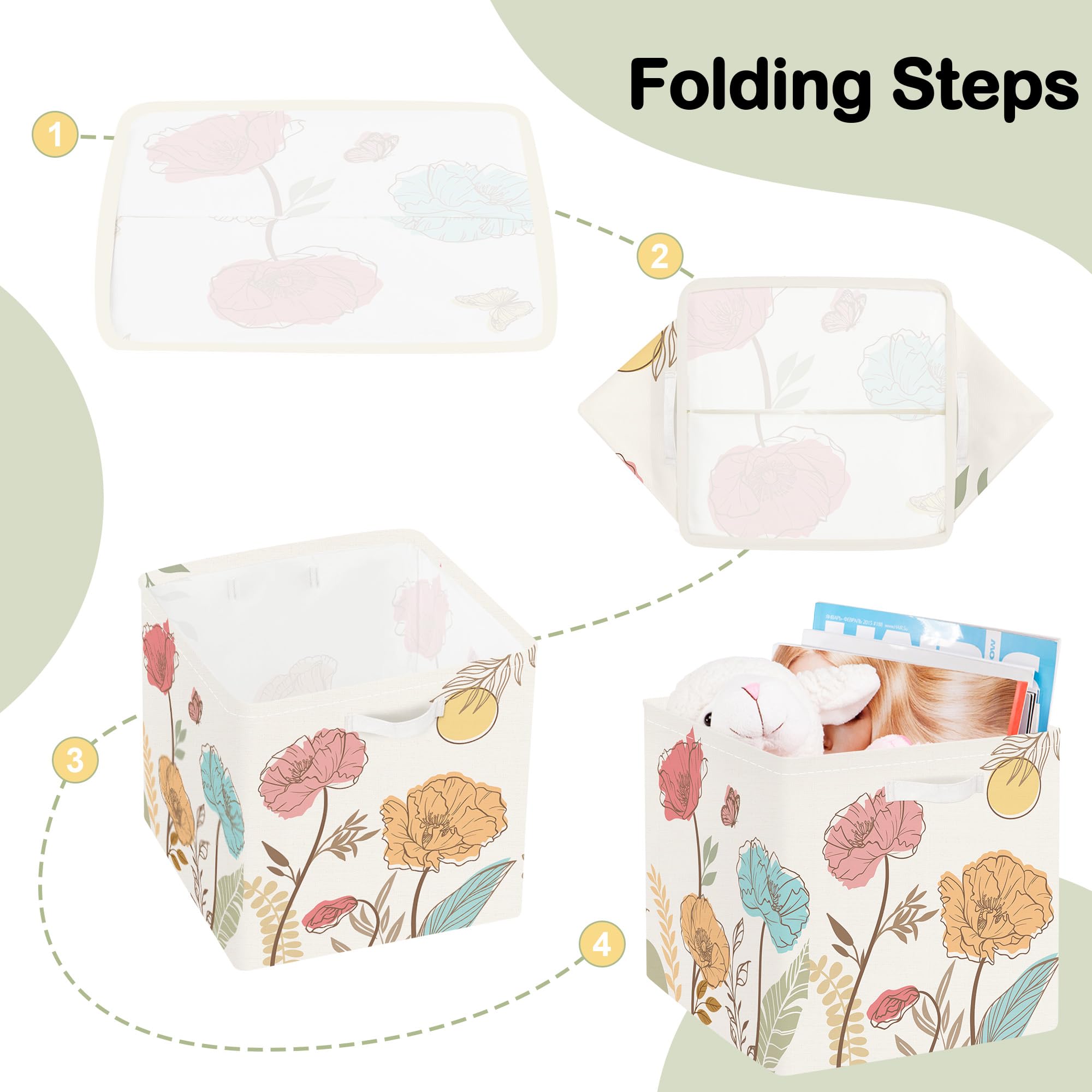 HUUMONSS floral toy-clothes-book storage suitable for nursery and play areas