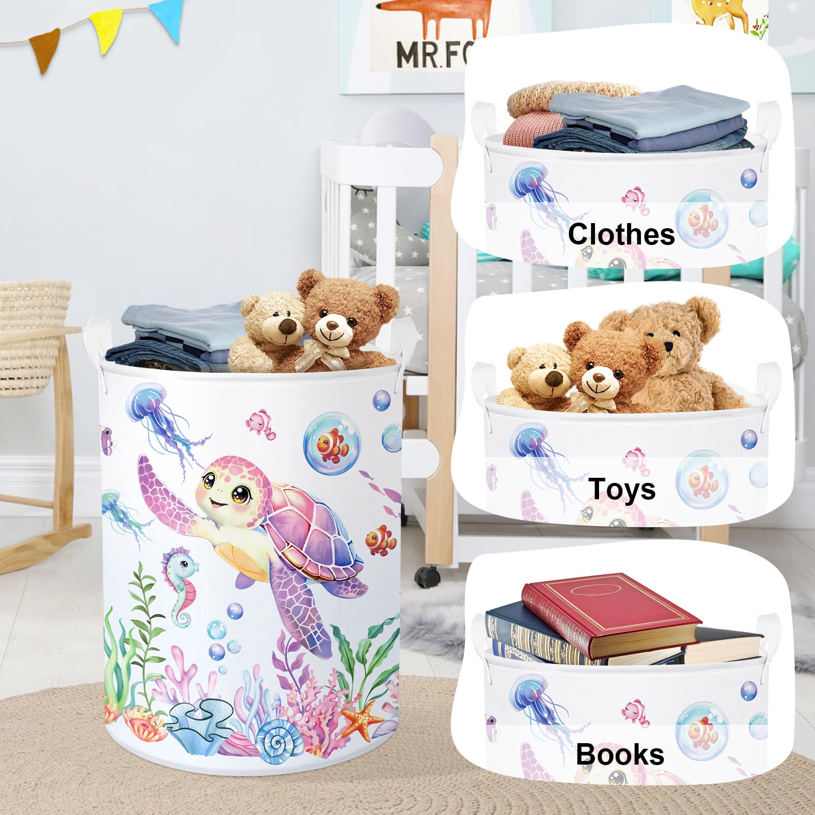 HUUMONSS Foldable kid toy basket helps stash clutter when space is tight.