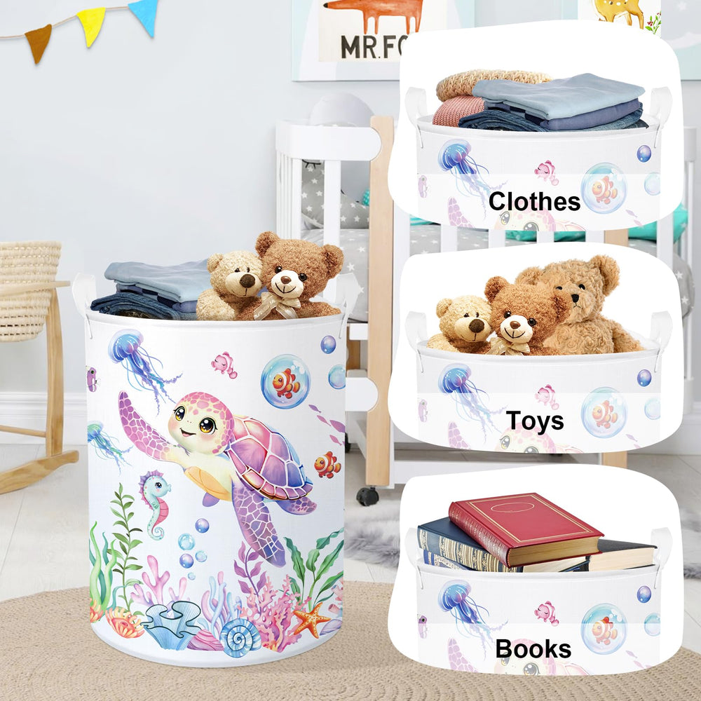 HUUMONSS Foldable kid toy basket helps stash clutter when space is tight.