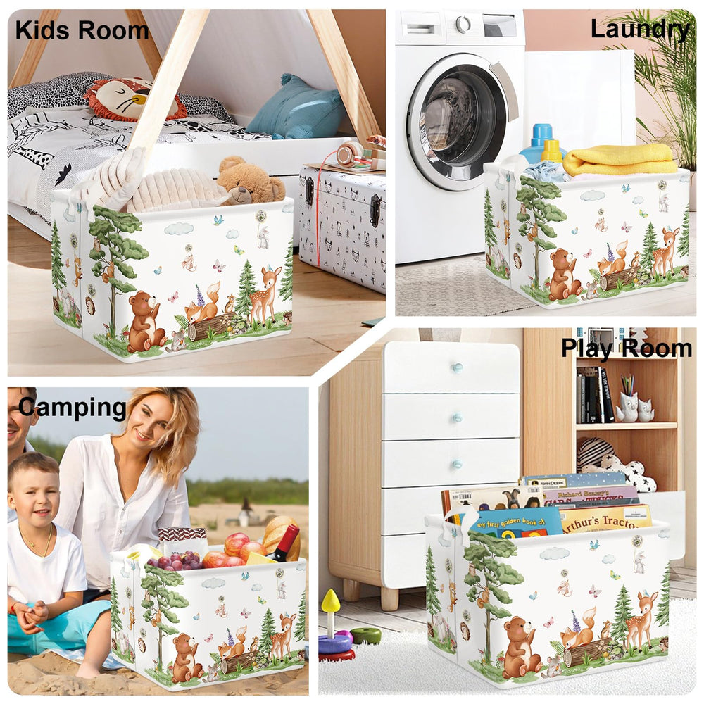 HUUMONSS forest animals baby hamper folds flat for compact travel storage