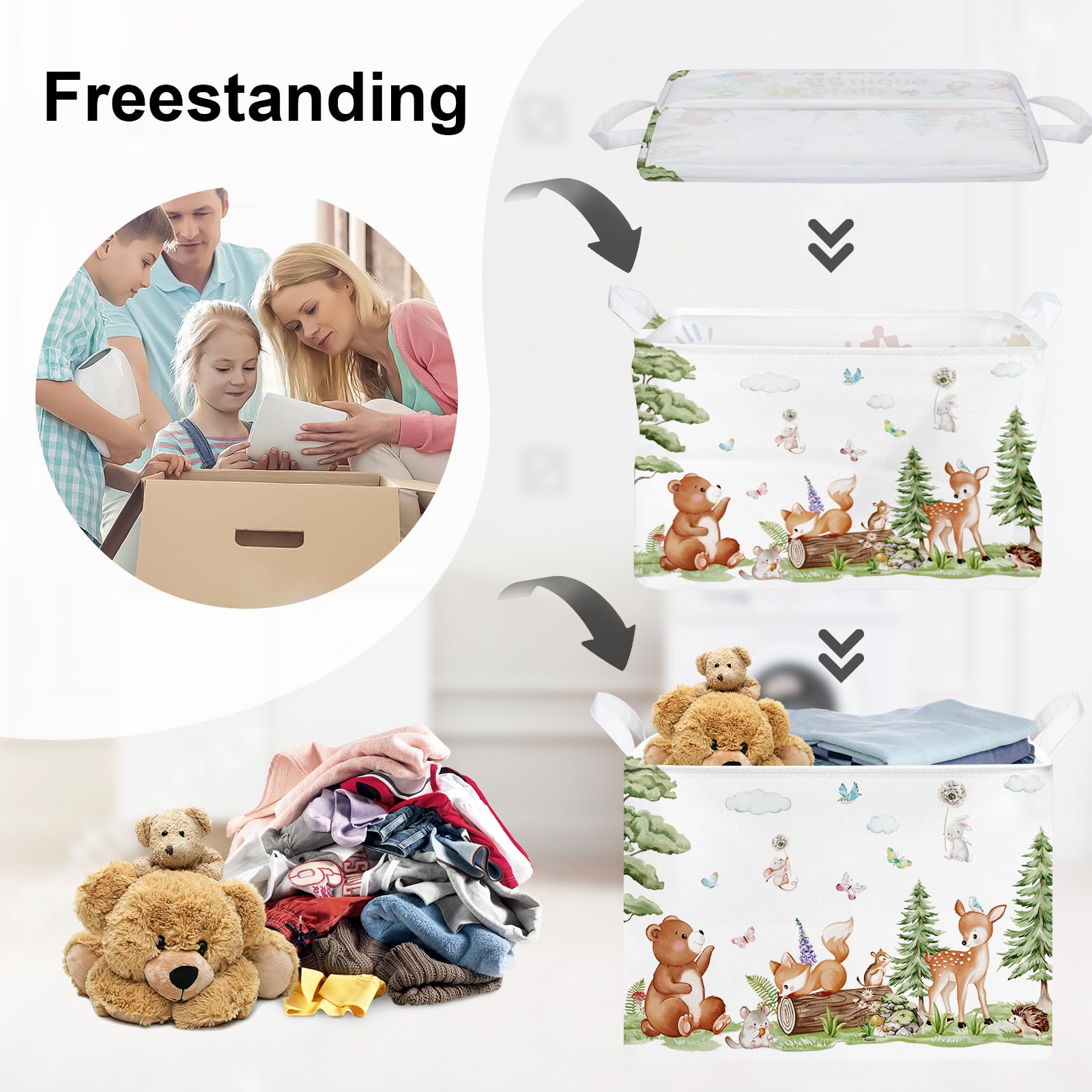 HUUMONSS collapsible storage basket forest design saves space and cleanup