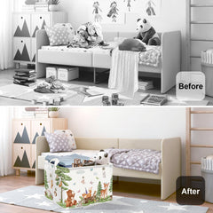 HUUMONSS Forest Animals hamper closeup shows bears and foxes for storage appeal