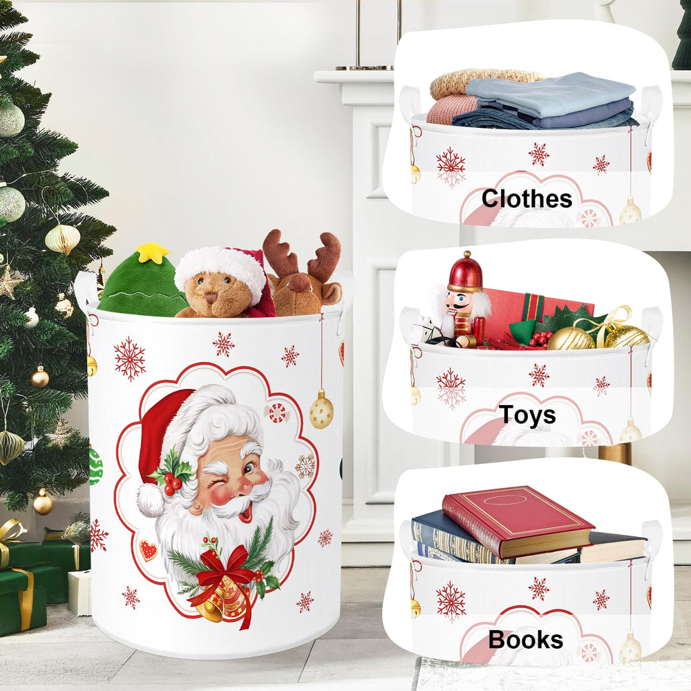 HUUMONSS Freestanding Santa Claus basket with a metal frame stands upright.