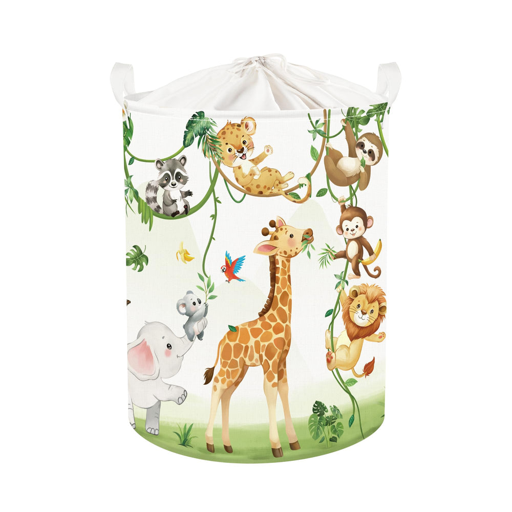 HUUMONSS Giraffes laundry hamper with handle for easy laundry transport.