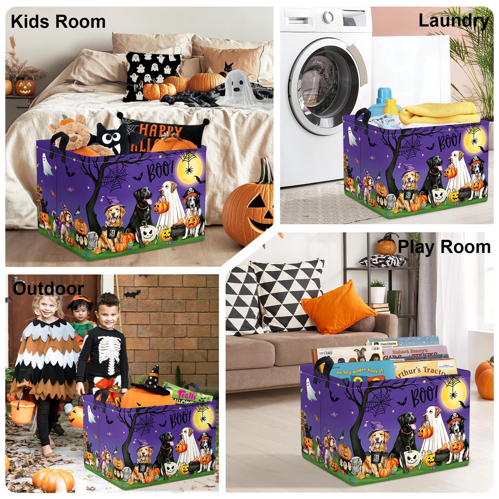 HUUMONSS Folded Halloween Basket: compact, portable storage for travel or dorm life.
