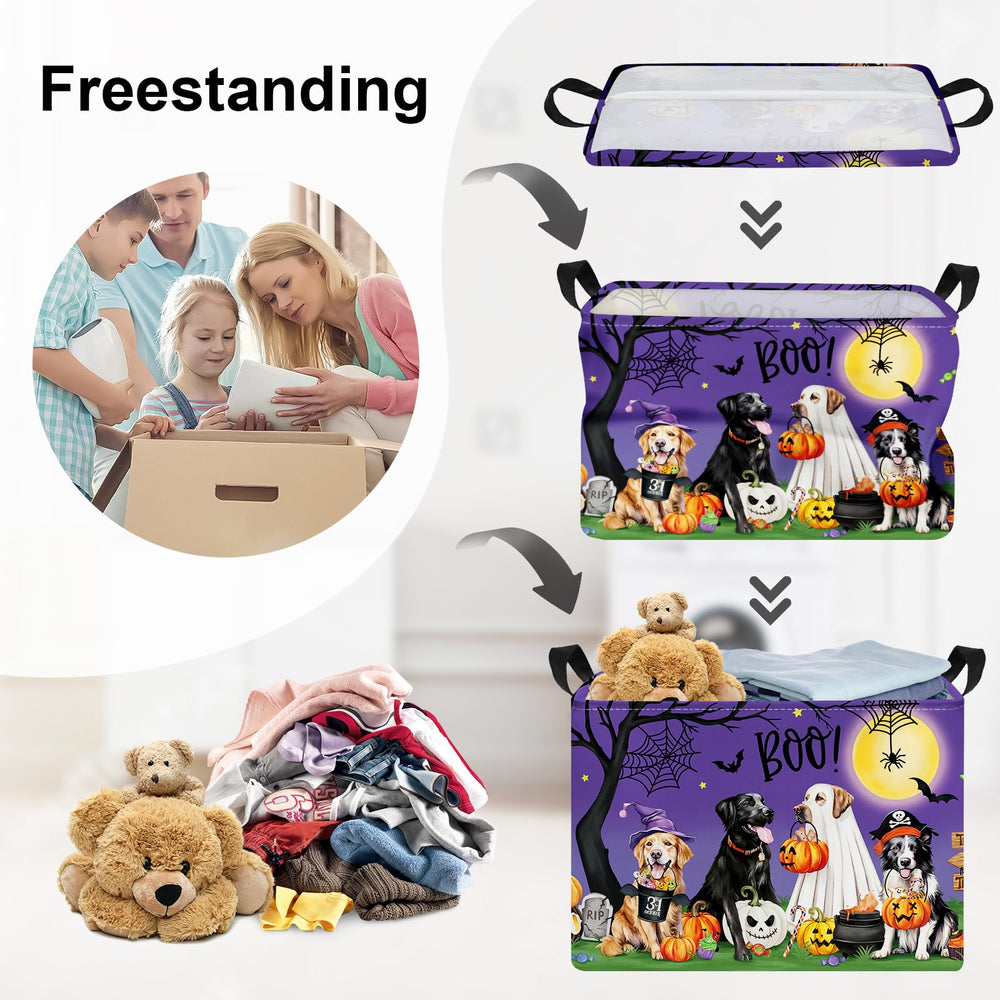 HUUMONSS Halloween Basket Pumpkin: folds flat for compact storage when not in use.
