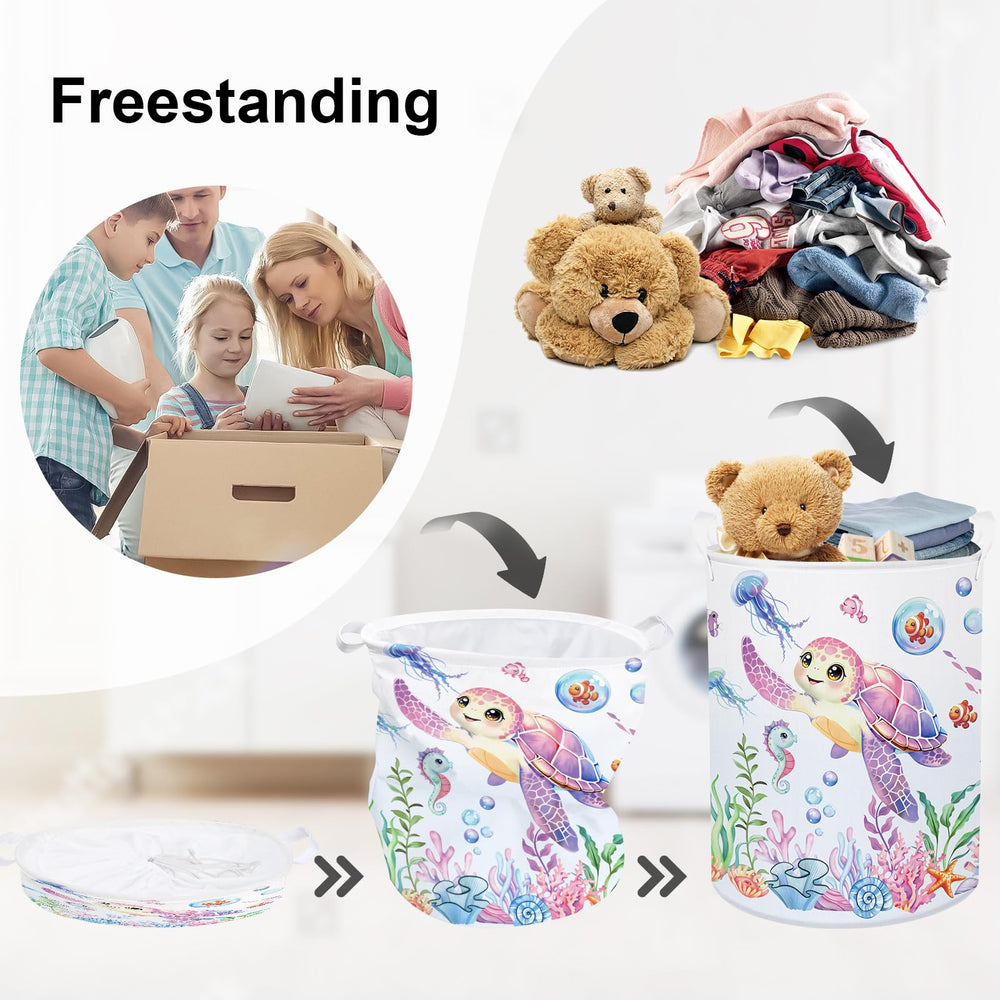 HUUMONSS Jellyfish Seahorses Coral pattern basket brightens playrooms and stores small toys.