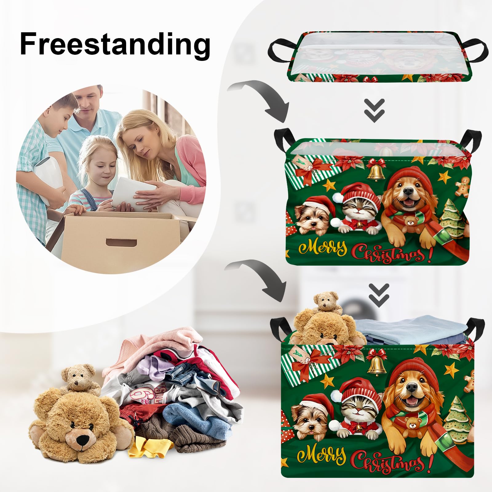 HUUMONSS kid-friendly basket with cartoon pattern offers bright, easy toy organization