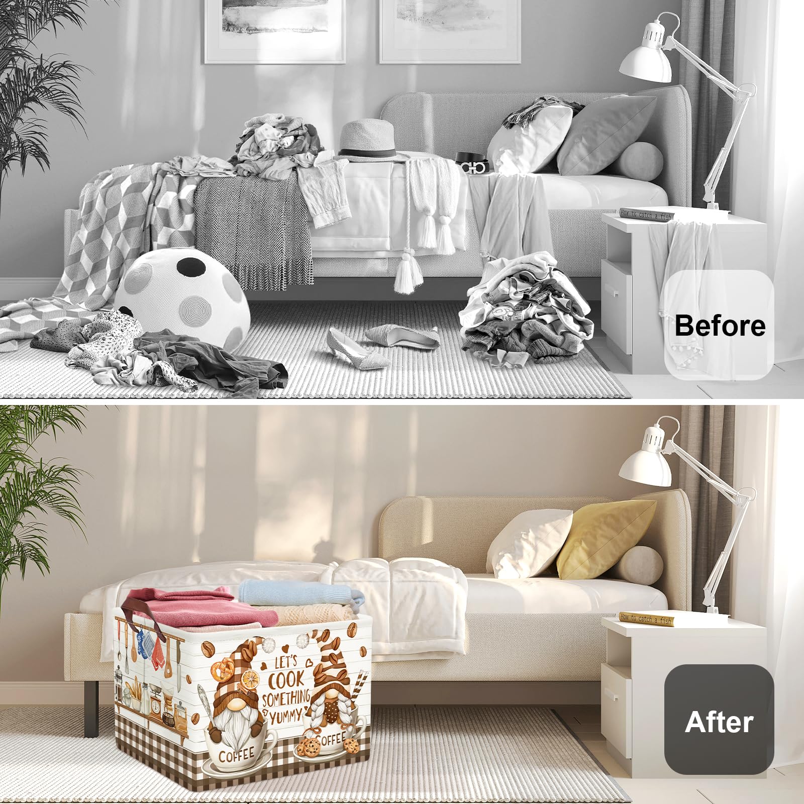 HUUMONSS Kid Toy Basket helps organize children's toys on shelves or in closets.