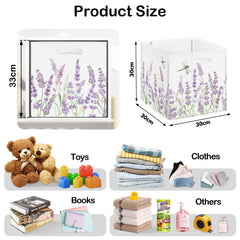 HUUMONSS lavender floral print bin closeup showing butterfly details for decorative storage