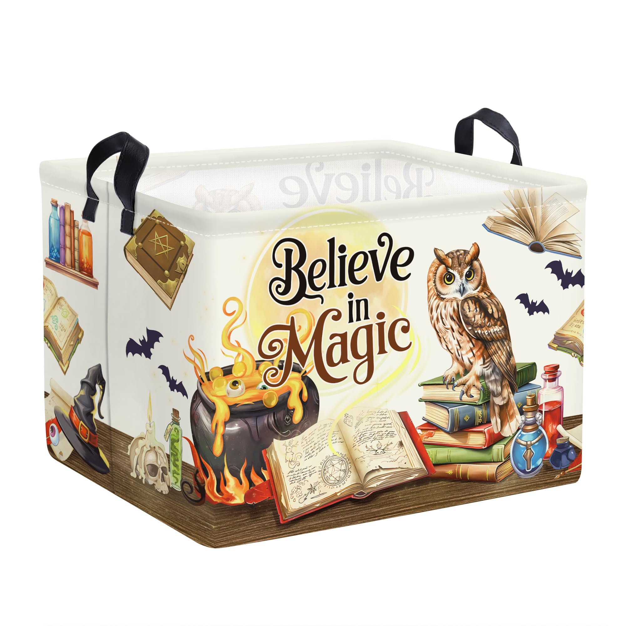 HUUMONSS Magic Hat Bat Basket features owl decor for tidy nursery storage.