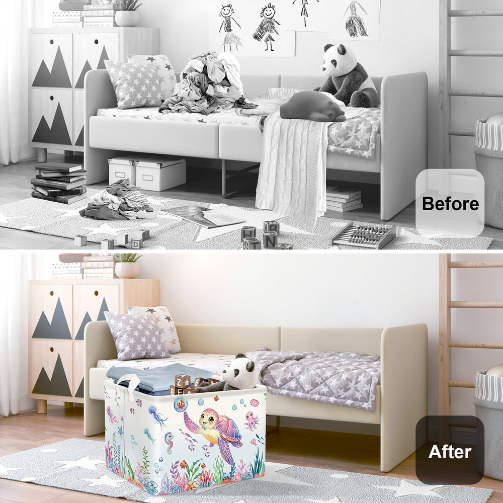 HUUMONSS Ocean Animals collapsible basket designed for easy storage and quick cleanup.