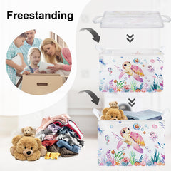 HUUMONSS Ocean Animals kids' toy storage basket features jellyfish and sea creatures for organized play.
