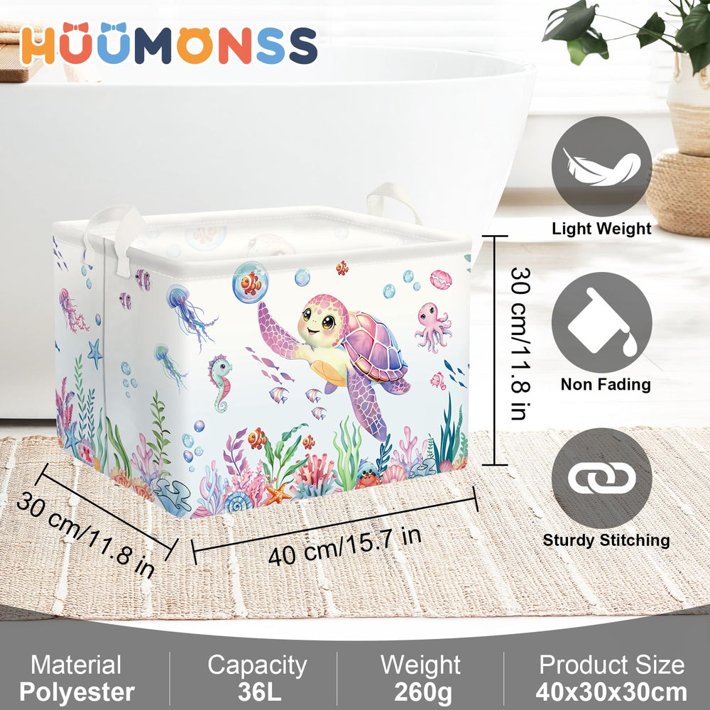 HUUMONSS Ocean Animals nursery decor basket provides colorful organization in bedrooms.