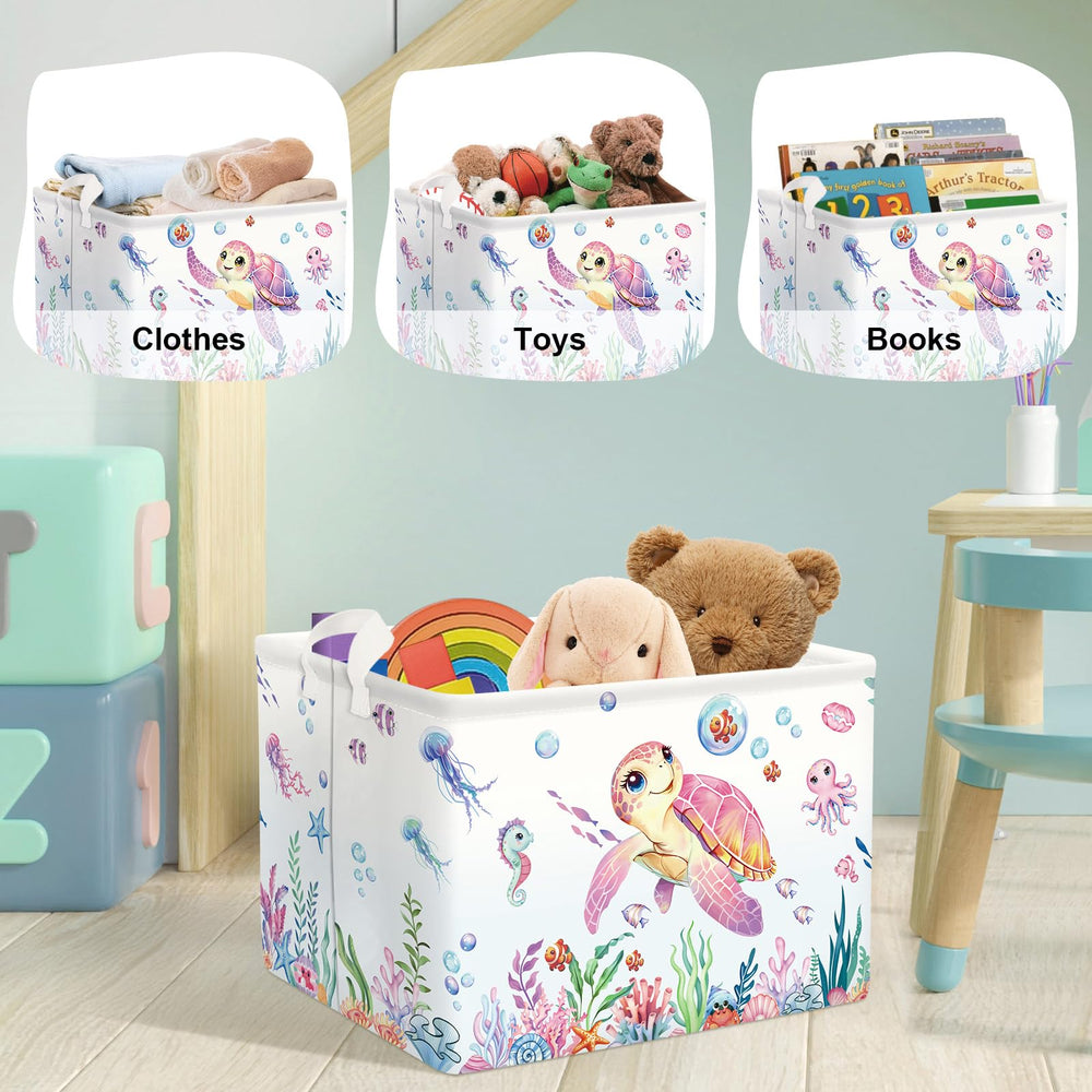 HUUMONSS Ocean Animals sea creatures nursery decor illustration adds playful storage to any room.