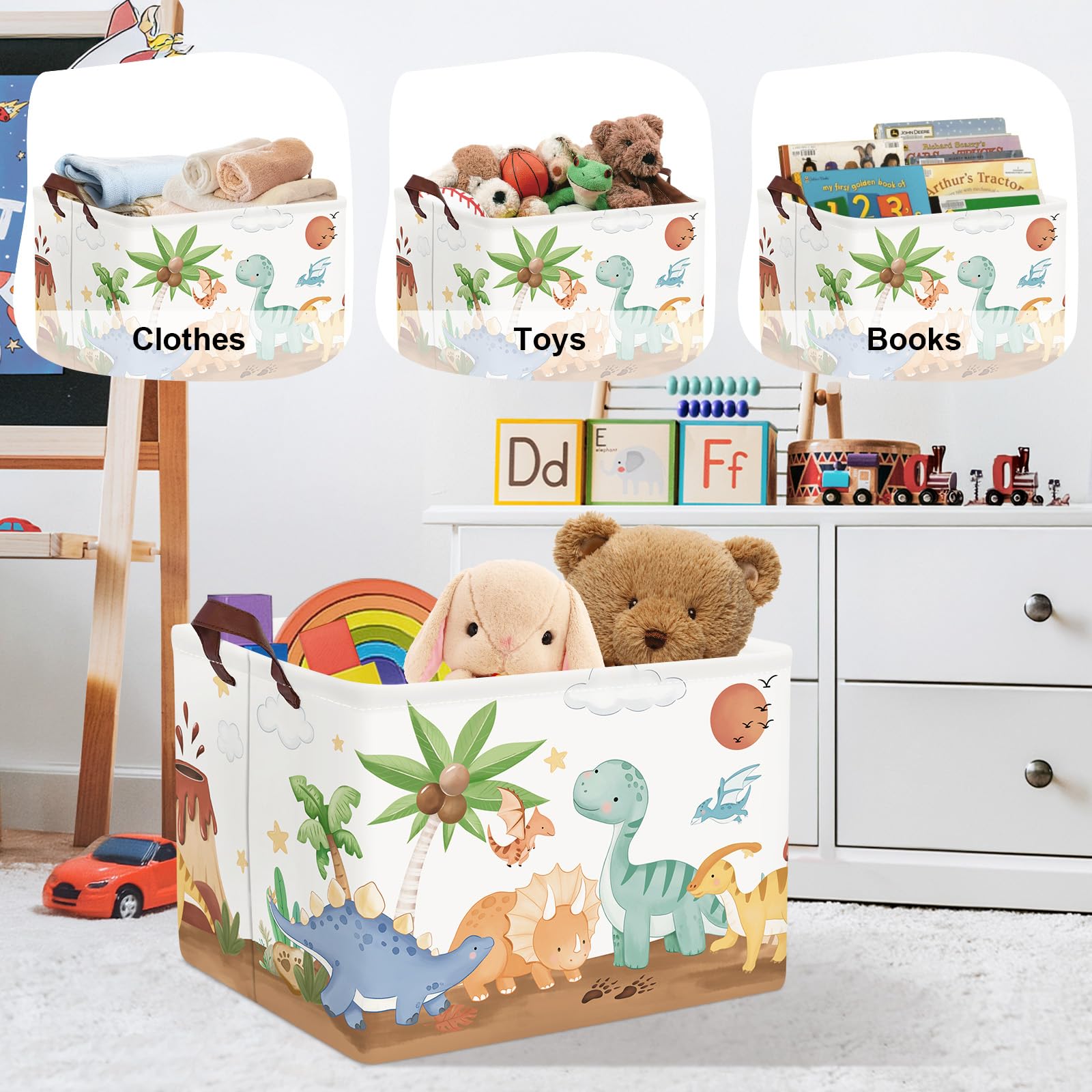 HUUMONSS palm tree design brown hamper blends with nursery and dorm aesthetics