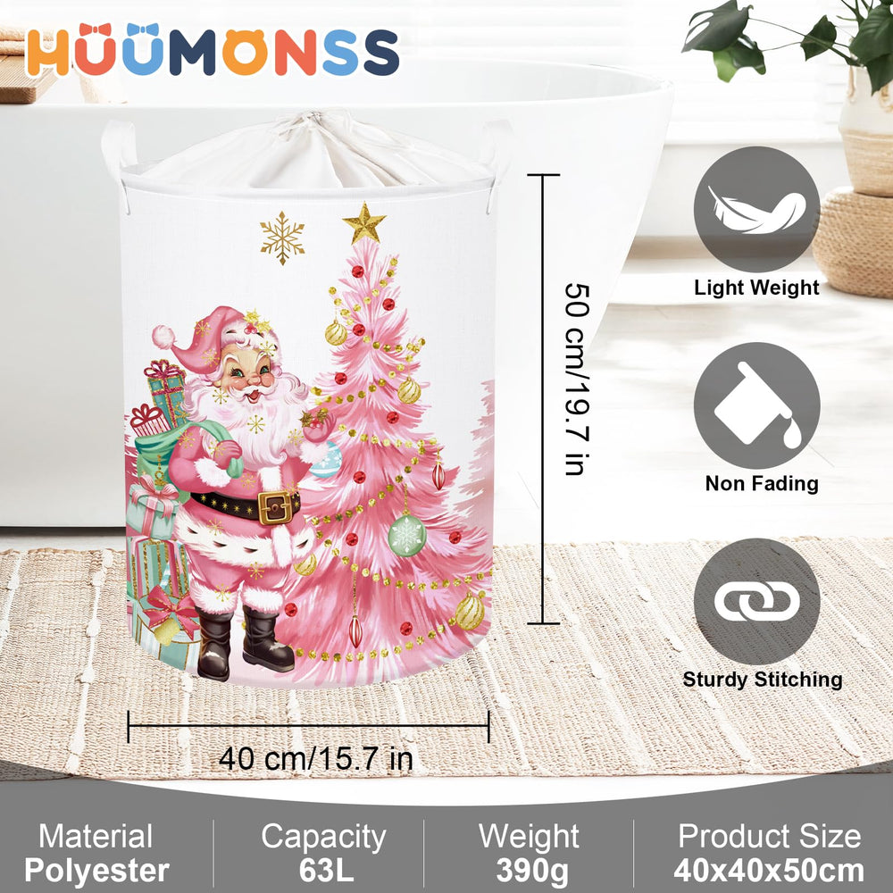 HUUMONSS pink Santa Claus laundry hamper ideal for toy storage and clutter organization