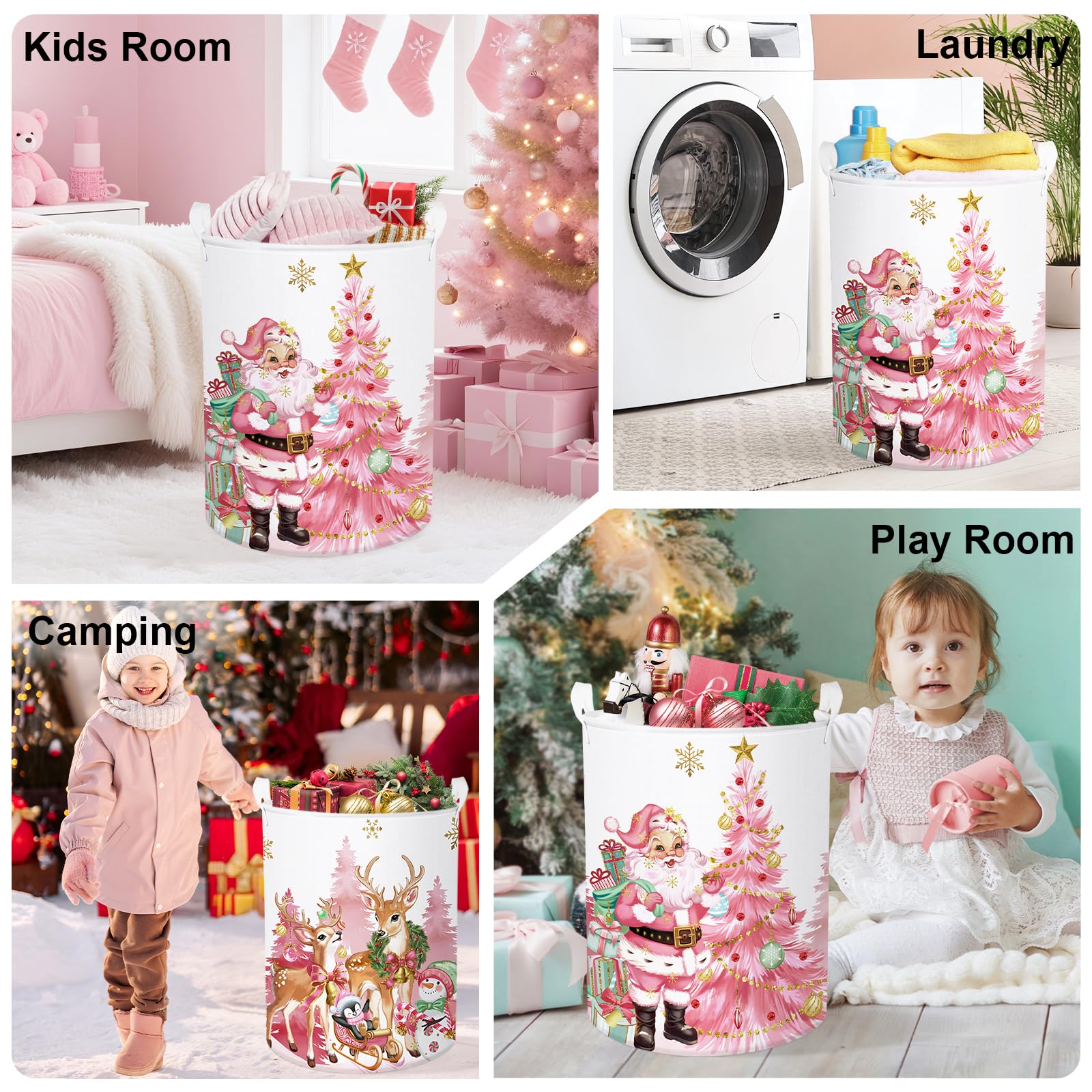 HUUMONSS pink Santa Claus laundry hamper helps tidy spaces and store gifts